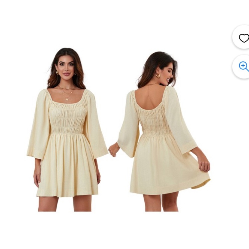 Free People (1 left)❤️ Cream Lined Mini Dress With Pockets